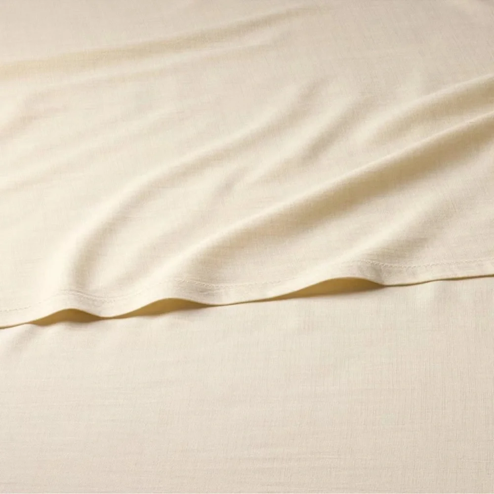 Hearth & Hand Magnolia Woven Linen Lyocell Cotton Sheet - Tan, Cream (Queen)